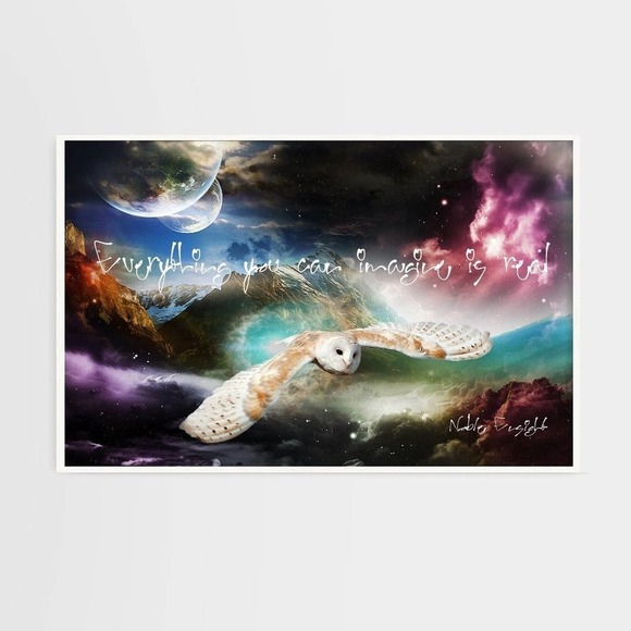 NobleCaptures Other - 12x18‎ Owl in Space Fantasy Composite Oil Painting Wall Art Print